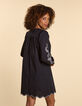 Robe noire manches brodées I.Code-2