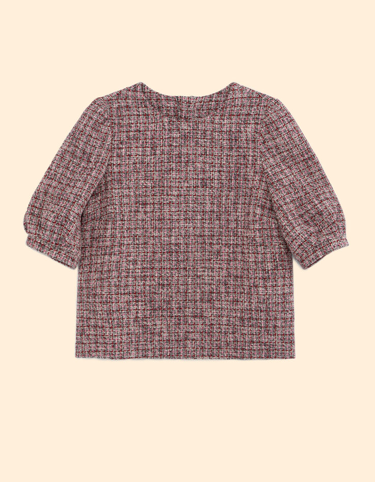 I.Code red decorative tweed-style top-5