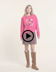 I.Code magenta sweatshirt with flower embroidery-8