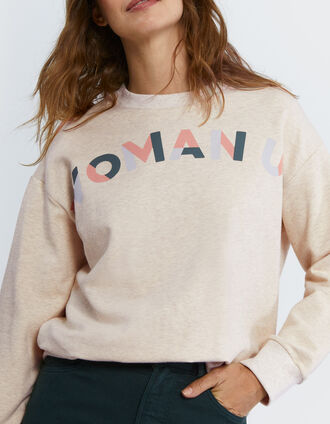 Ecru sweater met driekleurige tekst I.Code 