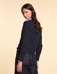 I.Code navy knit cardigan with kiss heart details-3