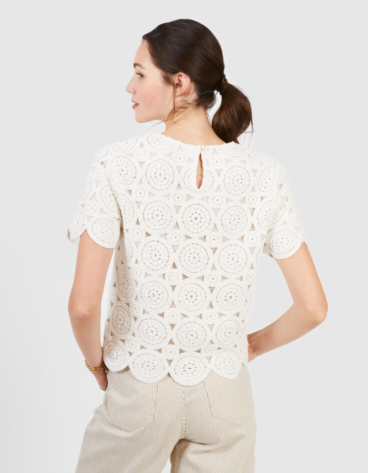 I.Code ecru macramé-style all-lace top-3