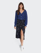 Zwarte midirok print boeket bloemen I.Code-5