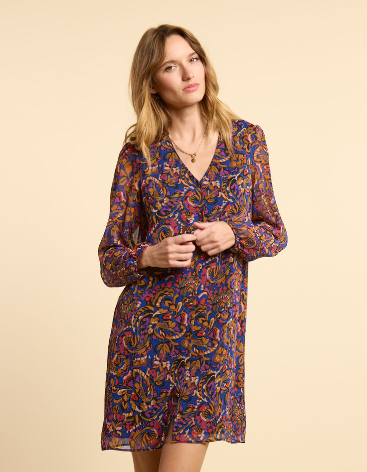 Vestido camel estampado cachemira multicolor I.Code-2