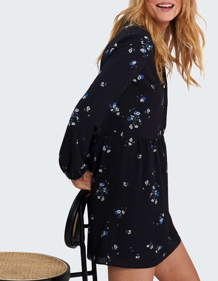 I.Code black floral bouquet print dress-2