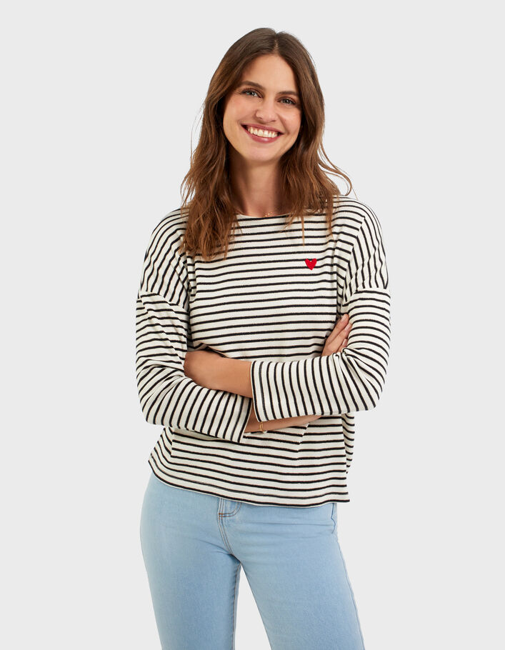 with heart embroidered and stripes I.Code sailor T-shirt