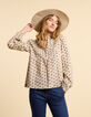 Gebroken witte blouse print zwarte bloemblaadjes I.Code-2