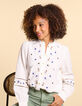 Blouse blanc cassé broderies fleurs I.Code-2