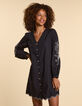 I.Code black dress with embroidered sleeves-1