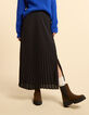 I.Code black pleated long skirt-3