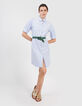 I.Code sky blue striped shirt dress, embroidered dickey-1