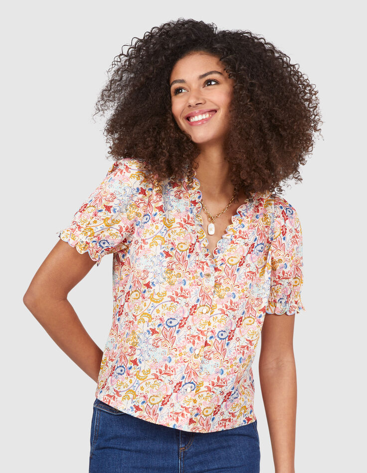 Weißes Top mit Paisley-Badeprint I.Code -2