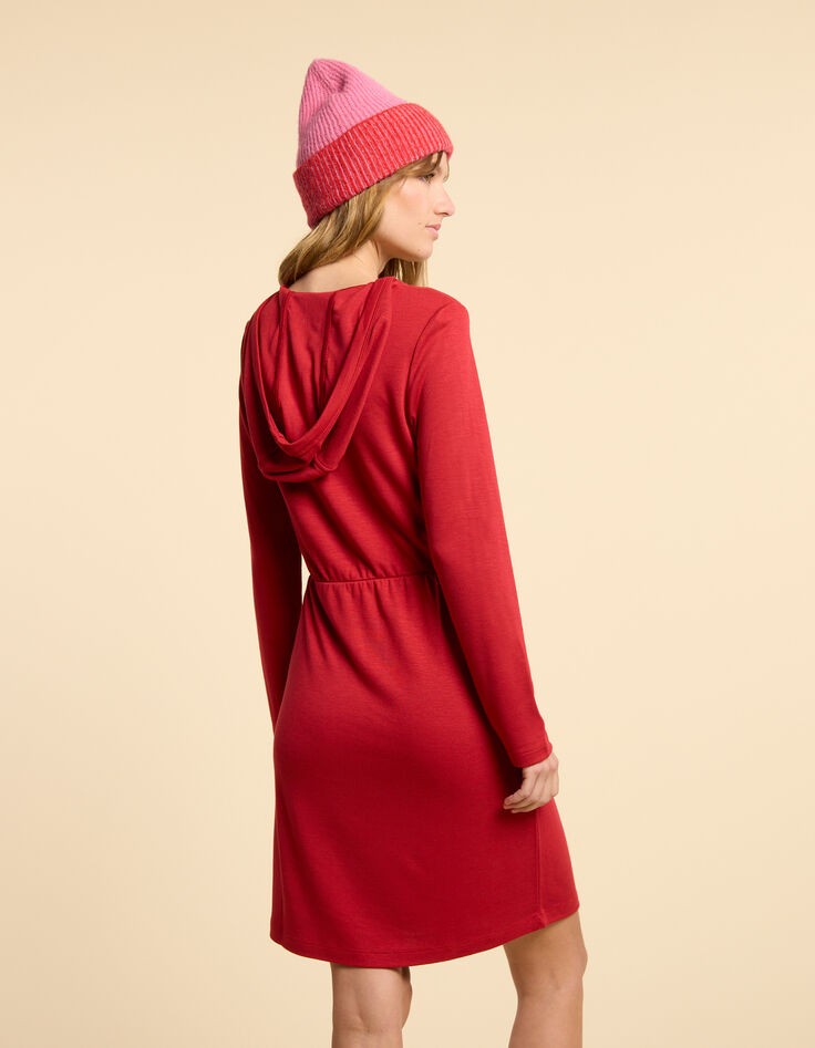 I.Code red hooded dress with placed stripes-3