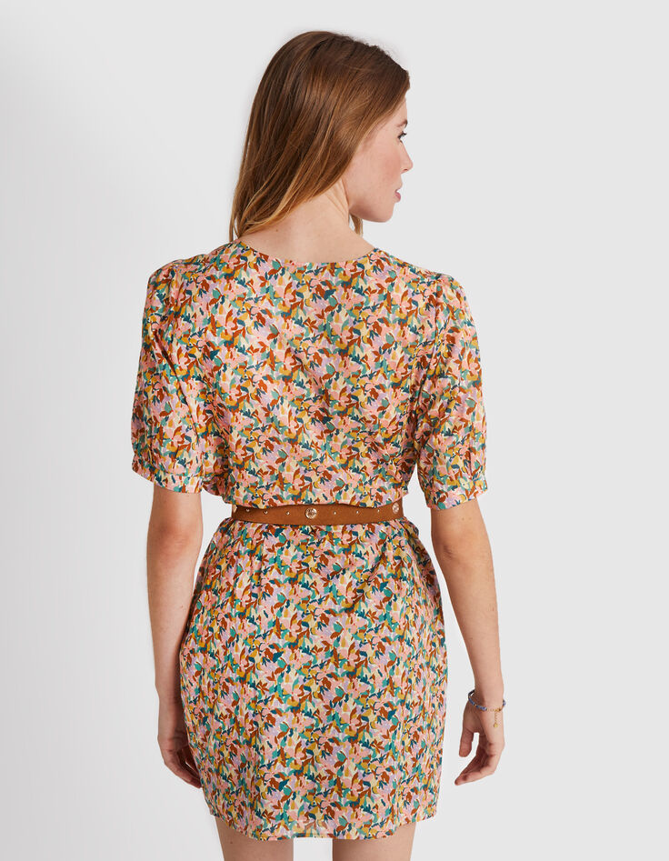 Robe rose saumon imprimé floral I.Code-4