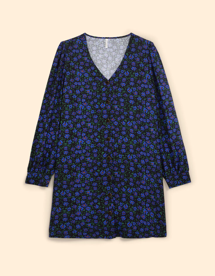 Robe noire imprimé fleurs d'hiver I.Code-6