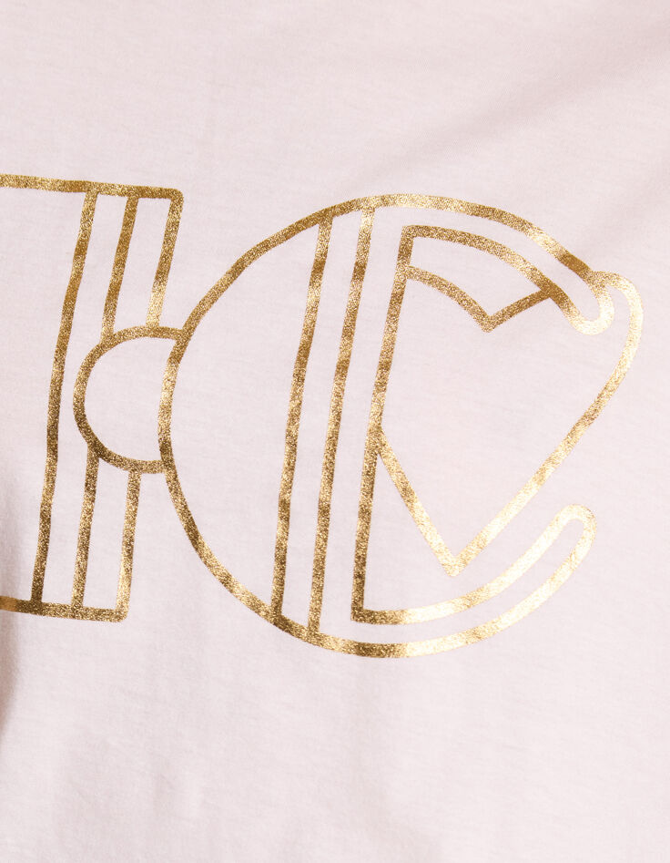 Tee-shirt blanc à monogramme doré I.Code -4