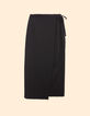 I.Code black ribbed long wrap skirt-6