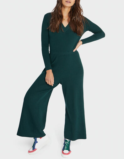 I.Code imperial green ribbed knit jumpsuit - I.CODE