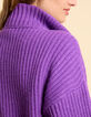 I.Code dark purple knit zip neck sweater-4