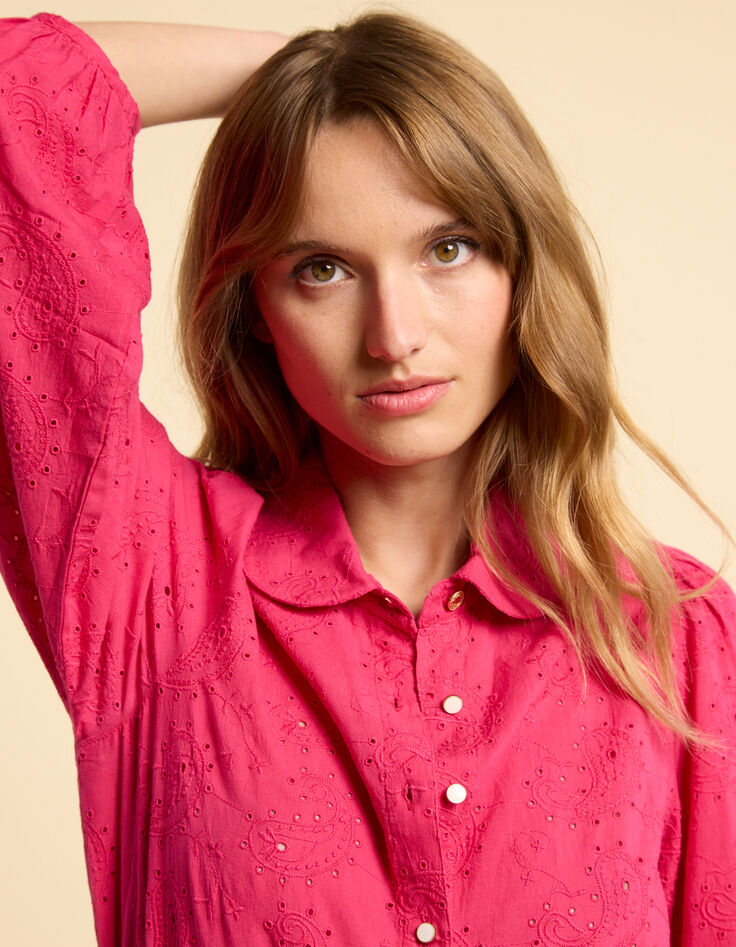 I.Code magenta eyelet embroidery shirt-3