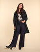 I.Code navy openwork knit cardigan with ecru stripes-6