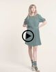 I.Code night green pleated dress-9