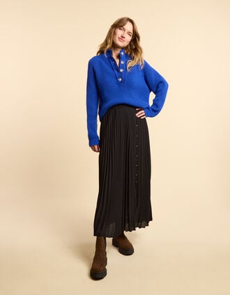 I.Code black pleated long skirt