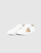 I.Code white leather trainers with gold details-1