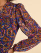 Camelbraune Bluse mit buntem Paisleyprint I.Code-5