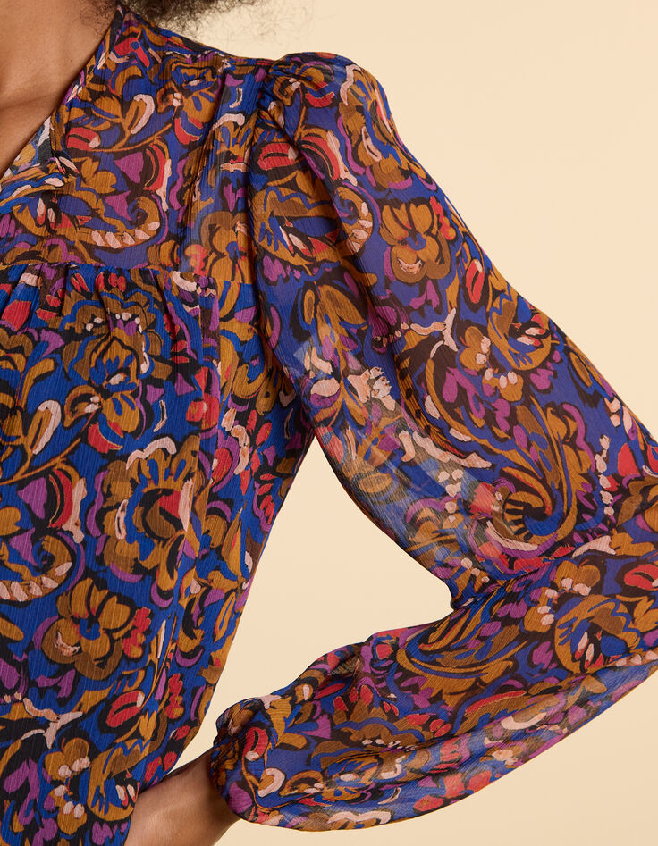 I.Code camel blouse with multicolour paisley print-5