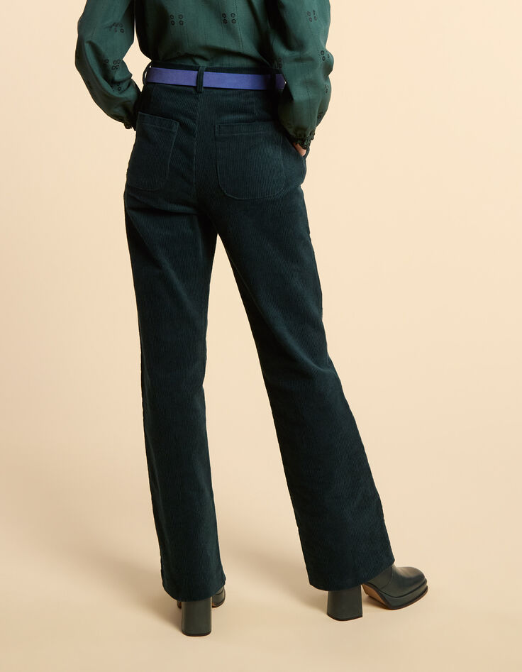 I.Code night green corduroy suit trousers-2