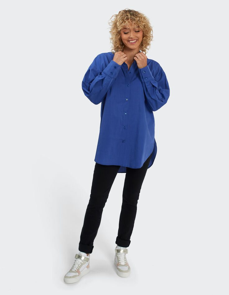 I.Code sapphire blue mid-length shirt-4