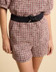 I.Code red decorative tweed-style shorts-5