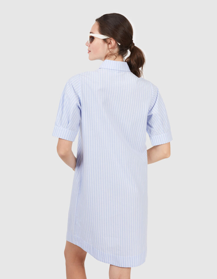 I.Code sky blue striped shirt dress, embroidered dickey-3