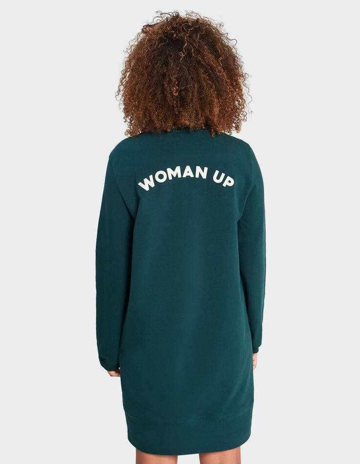 I.Code imperial green sweatshirt dress with slogan on back-3