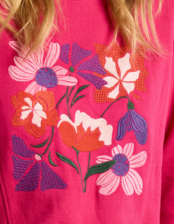 Magentarotes Sweatshirt mit Blumenstickerei I.Code-4