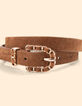 I.Code camel suede belt with curb chain buckle-2