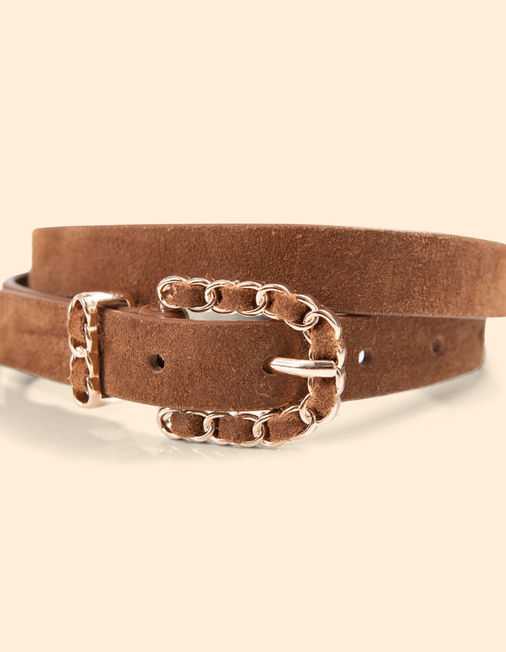 Ceinture camel cuir velours boucle-gourmette I.Code-2