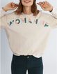 Ecru sweater met driekleurige tekst I.Code -4