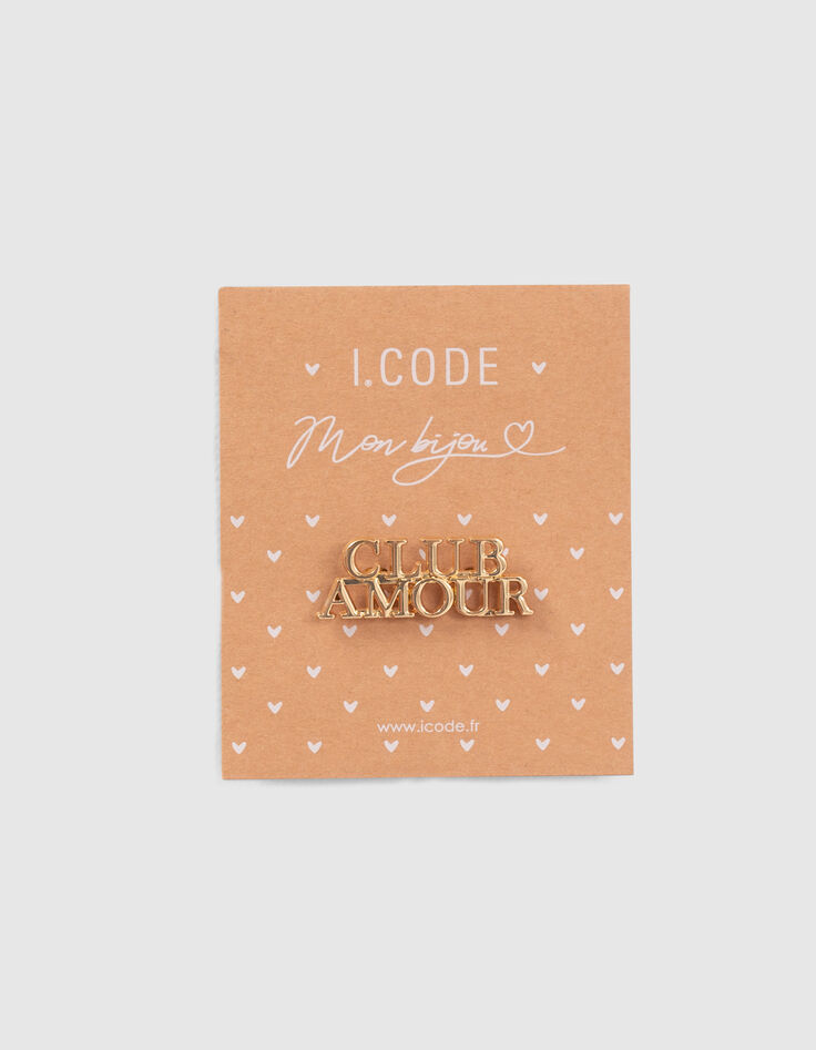 I.Code gold metal slogan brooch-6