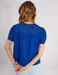 I.Code electric blue eyelet embroidery top-3