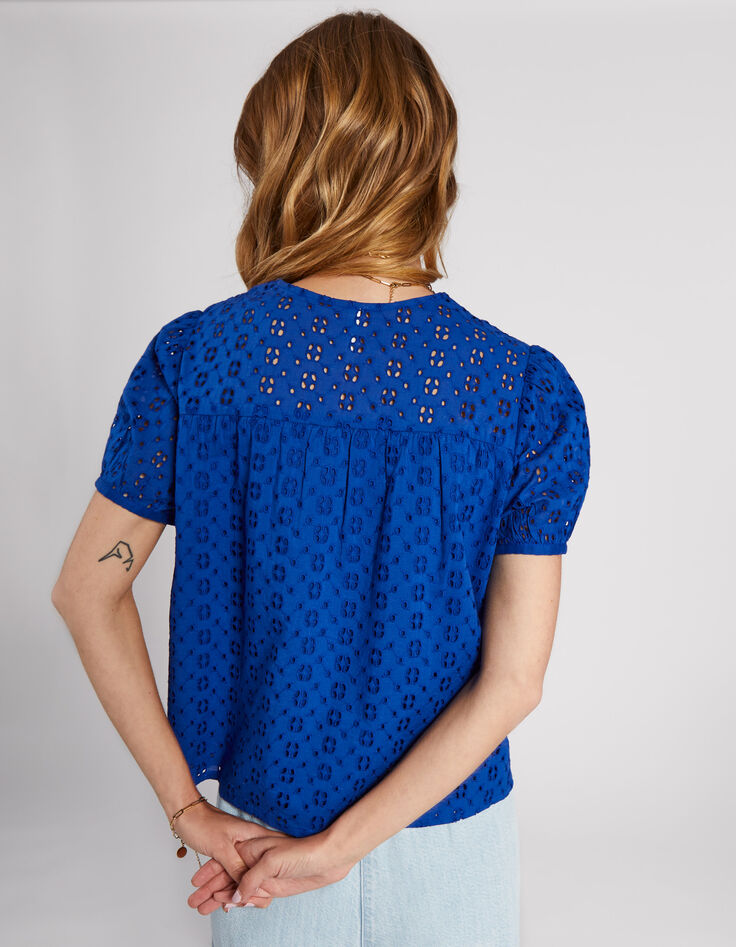 Electric Blue Top mit englischer Stickerei I.Code -3