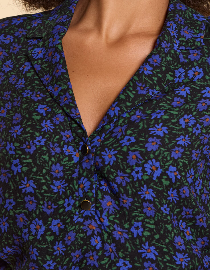 I.Code black top with winter flowers print-3