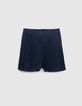 Marineblaue irisierende Plisseeshorts I.Code-4