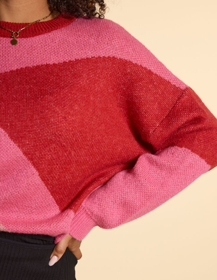 Magentaroter Twiststrickpullover I.Code x LaFrançaise-4