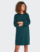 I.Code imperial green sweatshirt dress with slogan on back-2