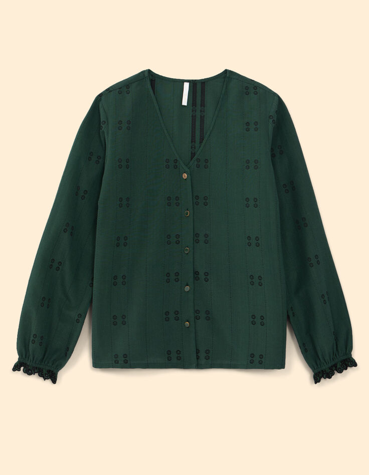 Nachtgroene geborduurde blouse I.Code-6