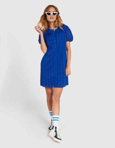 I.Code electric blue eyelet embroidery dress - I.CODE