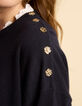 I.Code navy fine knit sweater with lace collar-5