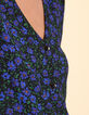 Schwarzes Kleid mit Winterblumenprint I.Code-5